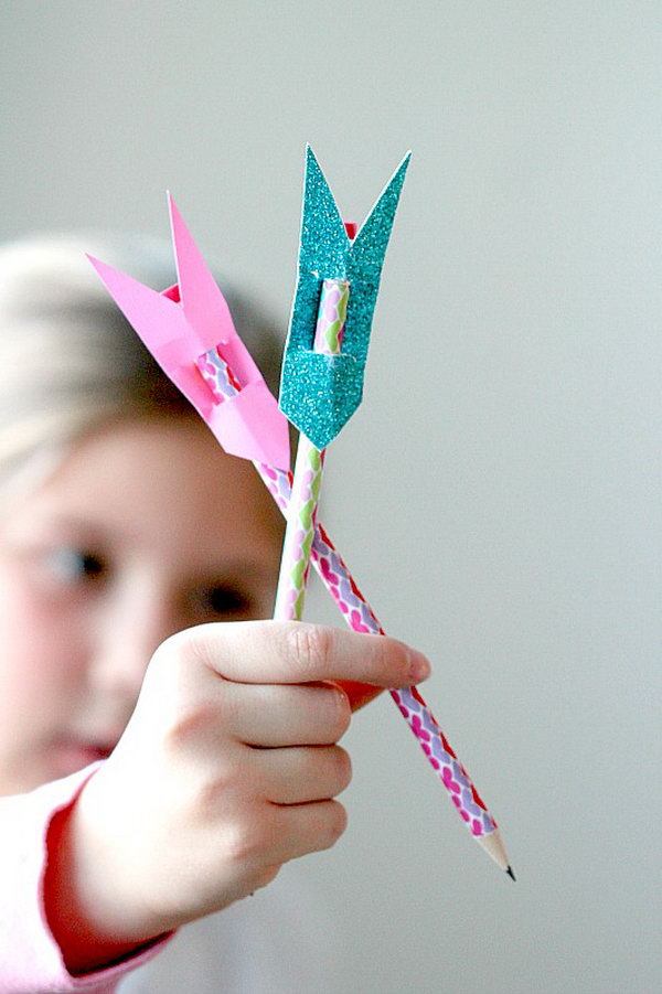 Cupid’s Arrow Pencil. These cupid's arrow pencil doesn't have to be made on Valentine’s Day. It is also ideal for back to school supplies or used as a gift to your classmates. Check out the tutorial 