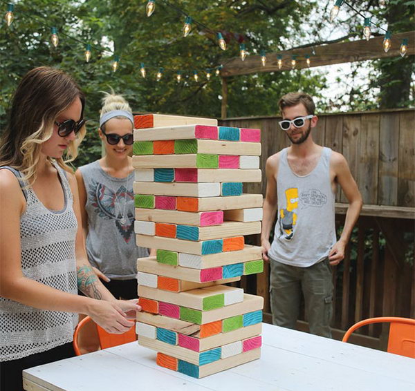Giant Colorblocked Jenga. Check out the details 