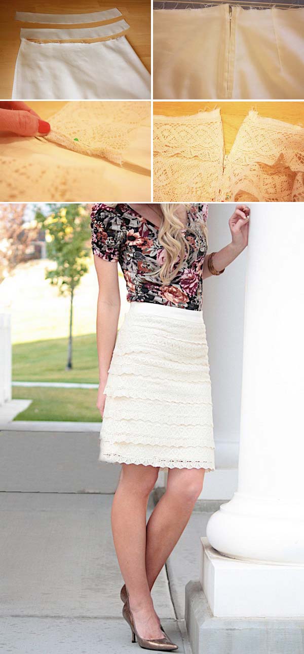 Beige Lace Pencil Skirt. Get the steps 