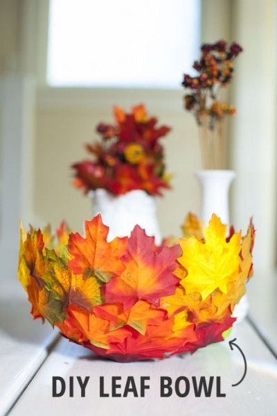 DIY Leaf Bowl. Do something with fallen leaves in your backyard. It's an easy and fun fall craft that helps bring autumn indoors. Tutorial via 