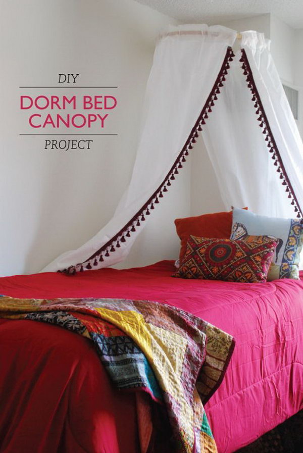 DIY Dorm Bed Canopy Project. See the full tutorial 