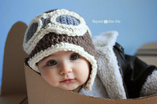 Crochet Aviator Hat. Keep your little ones head warm this year with an adorable newborn aviator hat! 