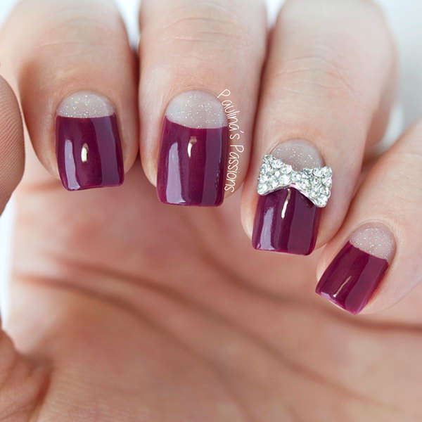 Elegant Half Moon Nails Accented with a Bow. See more details 