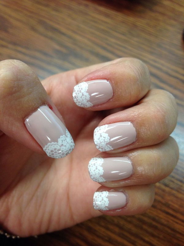 Girly White Lace Nails. 