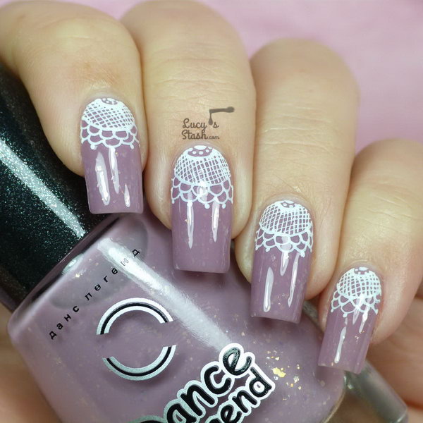 Lace Half Moon Nail Art. Get the tutorial 