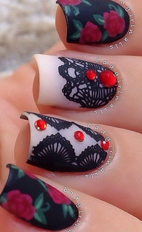 Roses & Lace Nail Art. 