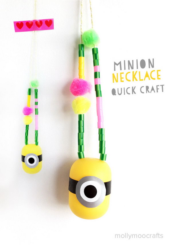 DIY Minion Necklace. See the tutorial 