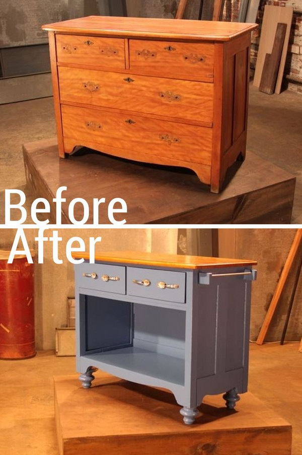 Turn an Old Dresser into Useful Kitchen Island. 
