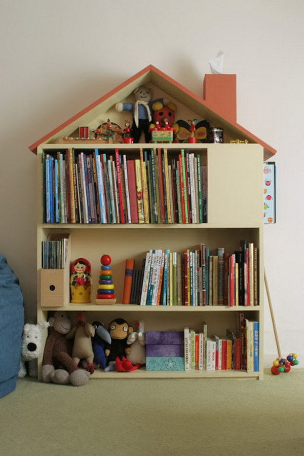 House Bookcase Made with Plywood. 