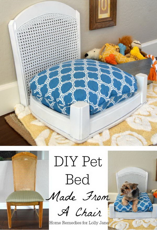 DIY Pet Bed Made From A Chair. 