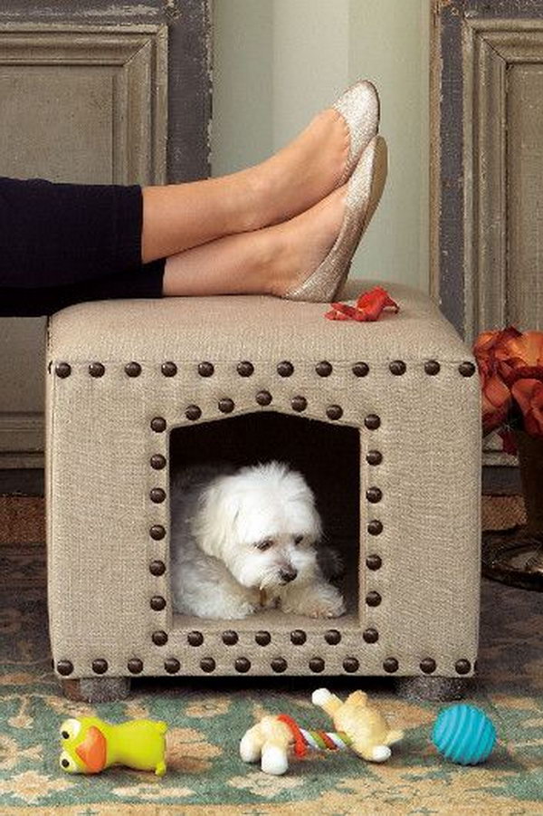 Ottoman Dog Bed. The Ottoman works triple time as an ottoman, end table and seriously stylish dog house! See more pictures. 