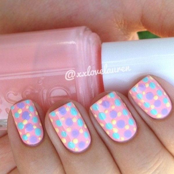 Pastel Polka Dot Nail Art Designs. 