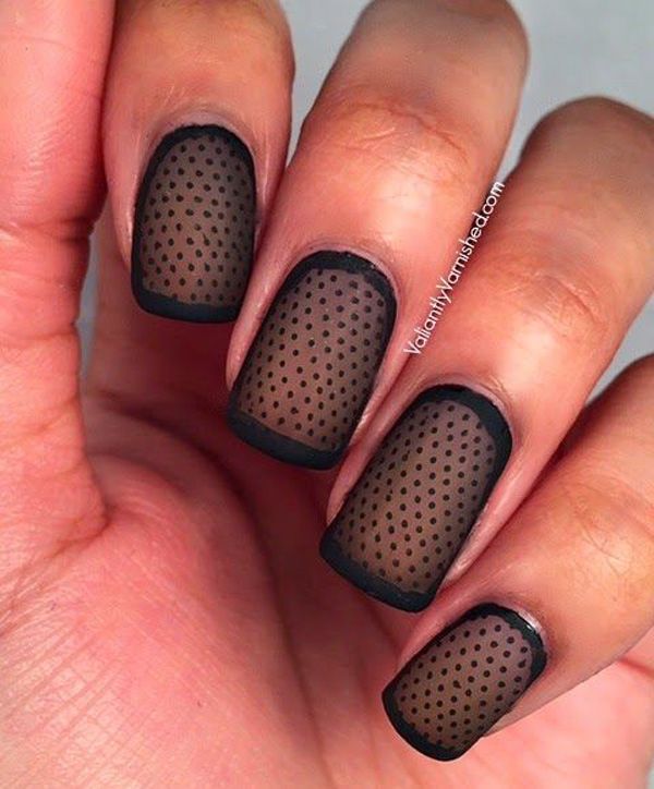 Cool Black Polka Dots Nails . 