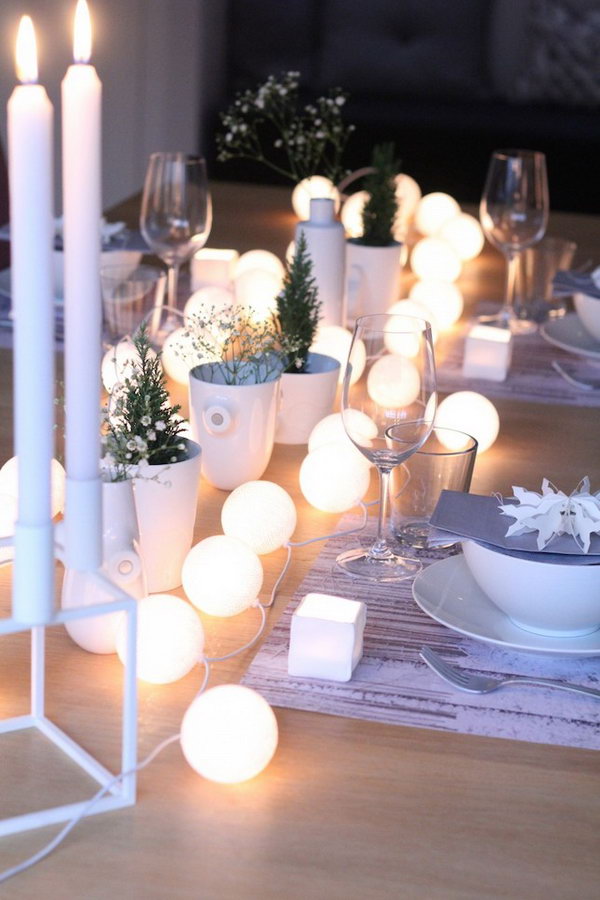 String Lights on Your Party Table. 