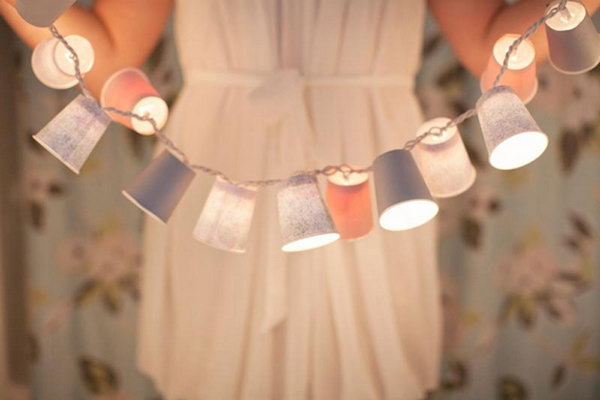 DIY Cup Garden String Lights. See the tutorial 