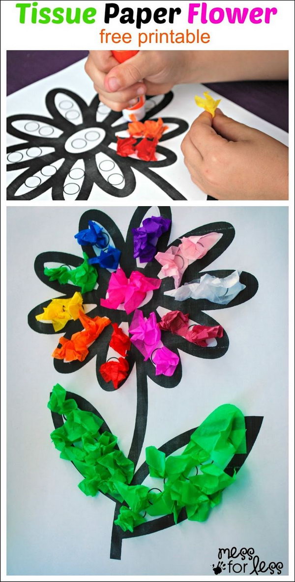 Tissue Paper Flower Art for Kids to Have Fun. This tissue paper flower is adorable and is a great craft for your kids to make with fun. See how 