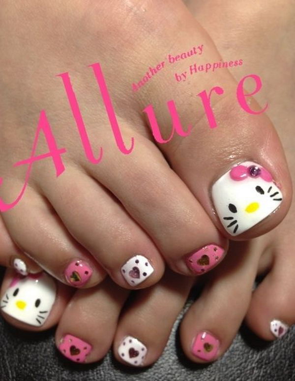 Hello Kitty Toe Nail Design. 