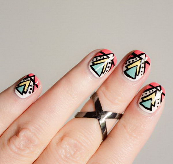 Tribal Triangle Nail Art. Get the directions 
