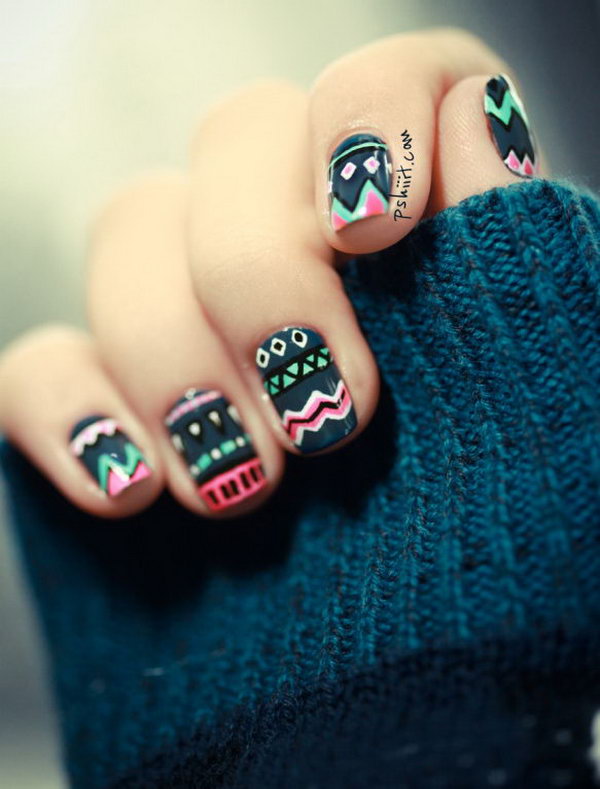 Dark Tribal Nails. See the instructions 