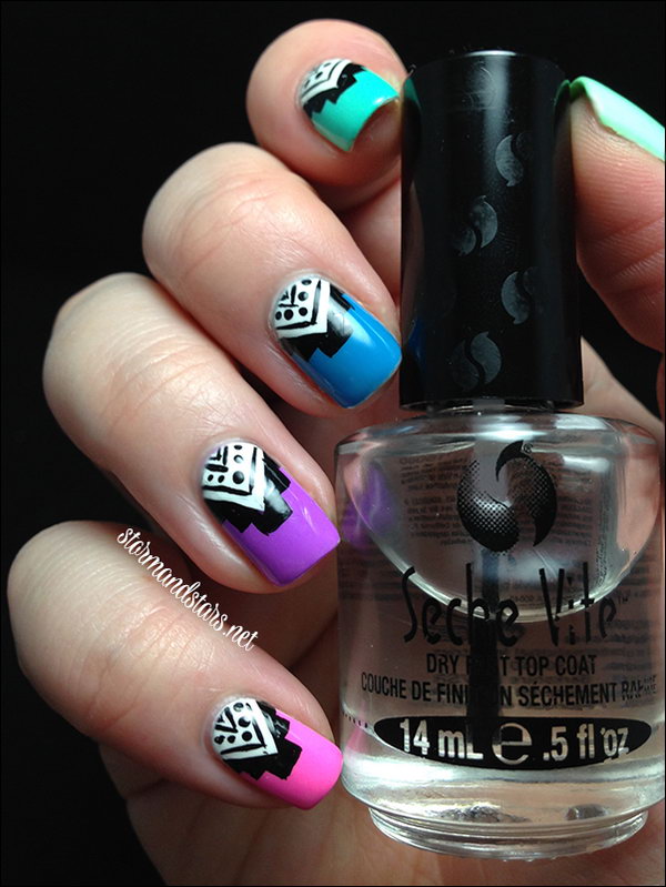 Neon Tribal Nail Art. See more details 