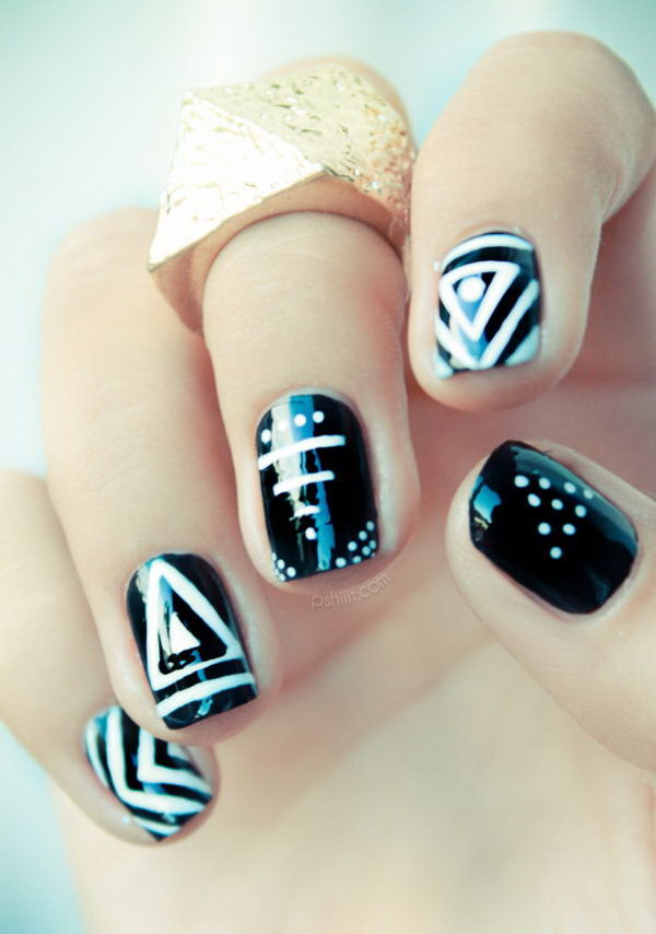 Black and White Tribal Nail. See more directions 