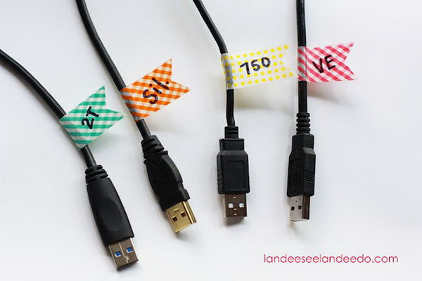 Label Cords with Washi Tape. 