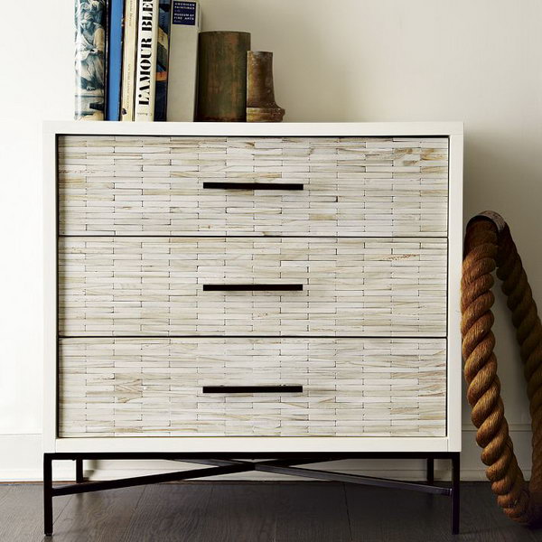 DIY West Elm Inspired Wood Tile Dresser. 