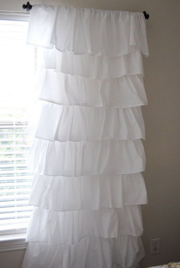 White Shabby Chic Ruffle Curtains. See more details 