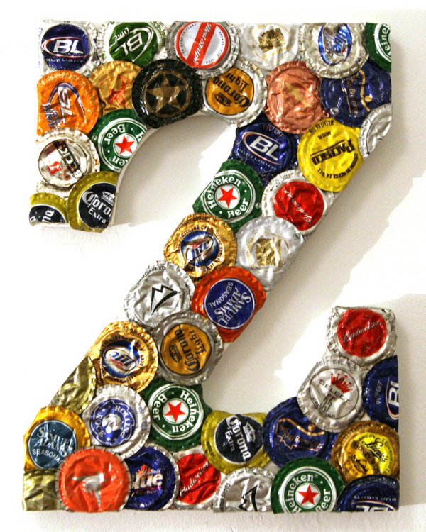 Jumbo Bottle Cap Letter. This letter craft looks pretty awesome for your home decorating. Check out how to make it 