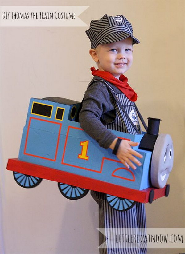 DIY Thomas the Train Halloween Costume. 