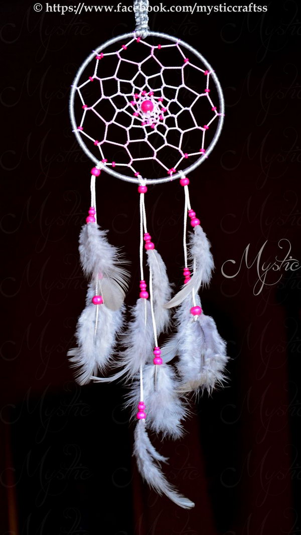 DIY White and Pink Dream catcher. 