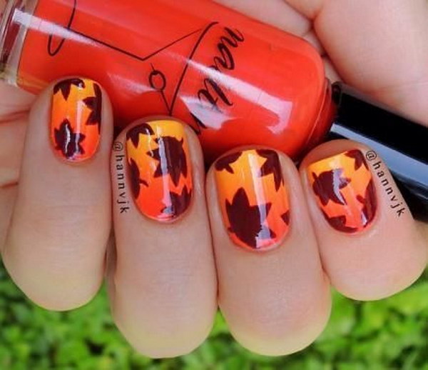 Amazing Leaf Inspired Nail Designs. 