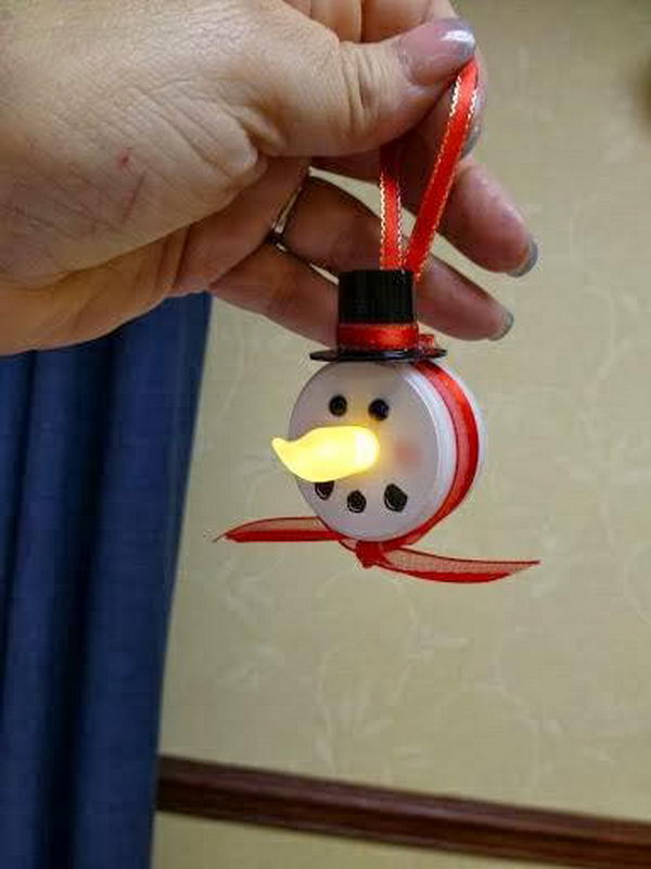 DIY Tealight  Snowman Ornaments. 