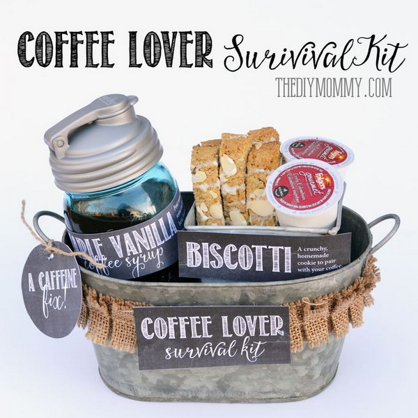A Gift in a Tin: Coffee Lover Survival Kit. This gift in a tin is a great one for any caffeine lover on your list this year! 