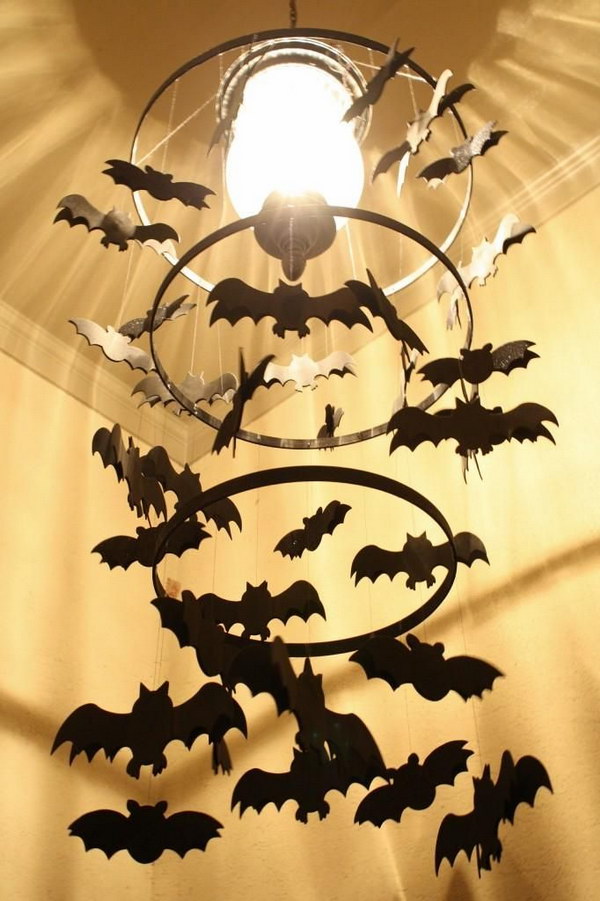 DIY Spooky Bat Chandelier 