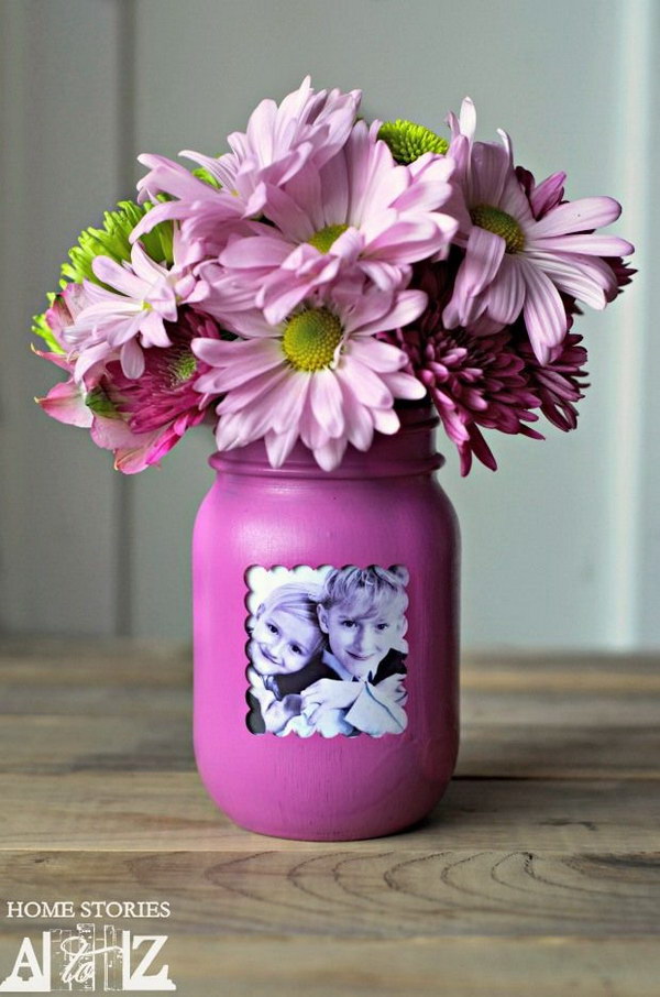 Mason Jar Picture Frame Vase. 