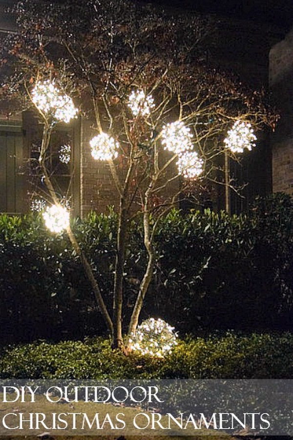 outdoor decorations ornaments lights diy decoration lighting balls tree outside lighted yard chicken wire festive fairy trees decor ball hanging