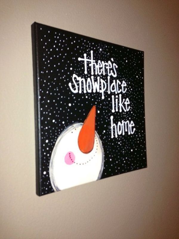 DIY Snowman and Snow Canvas 