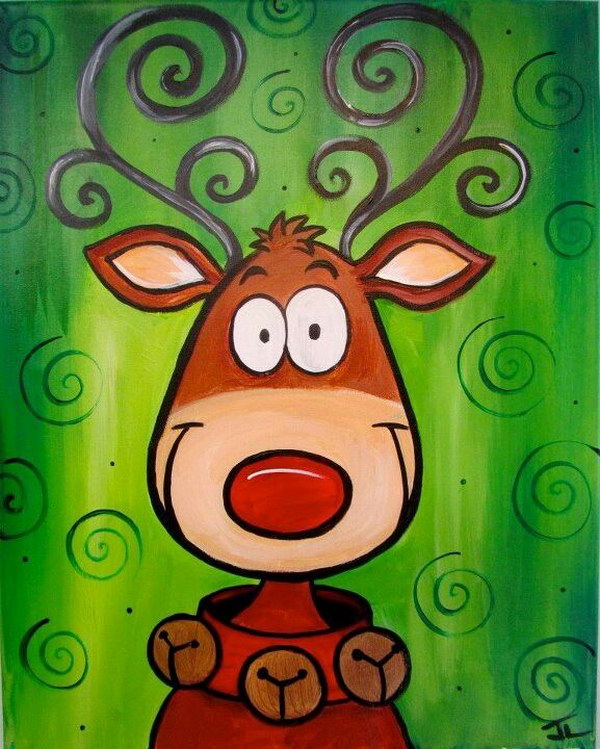 Cute  Reindeer Christmas Canvas 
