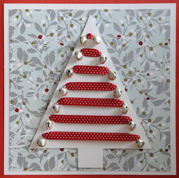 Jingle Bell Ornaments Christmas Tree Card. 