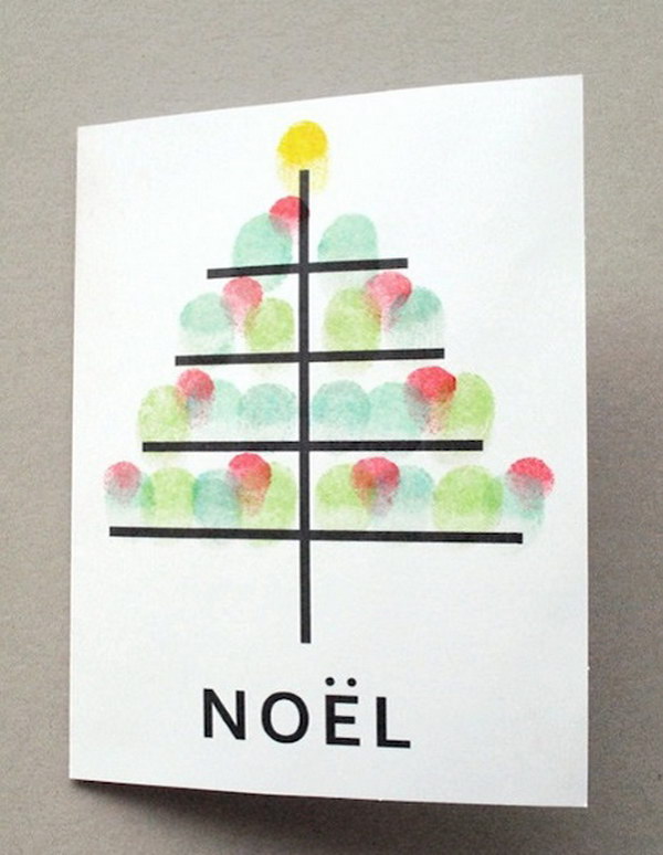 Fingerprint Christmas Tree DIY Card. 