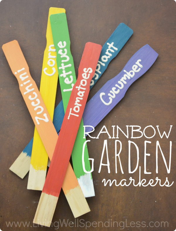 DIY Rainbow Garden Markers. 