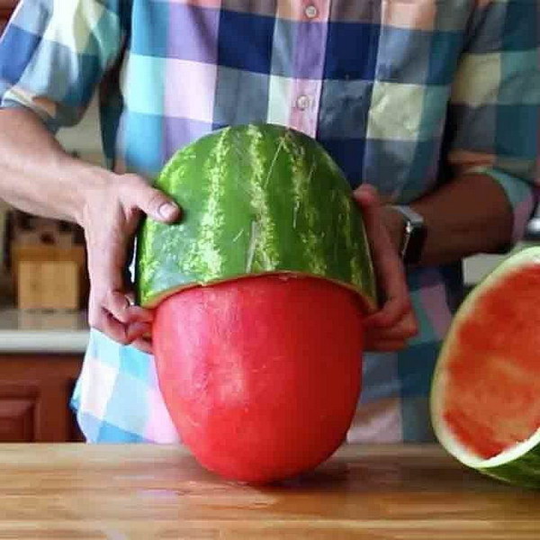 Insane Watermelon Skinning Trick. 