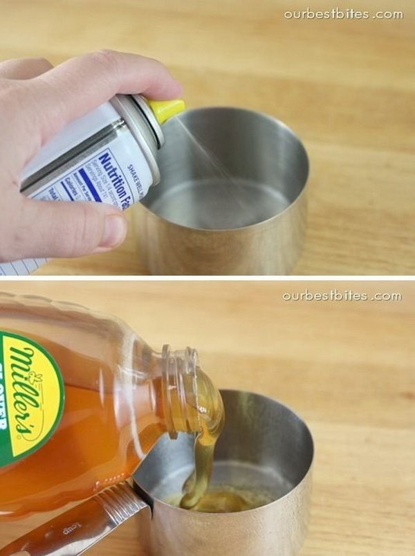 Kitchen Hack for Easy Measuring Sticky Stuff. 