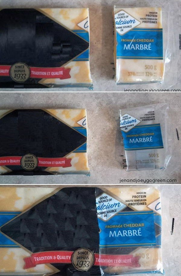 Reuse Cheese Wrappers for Storage. 