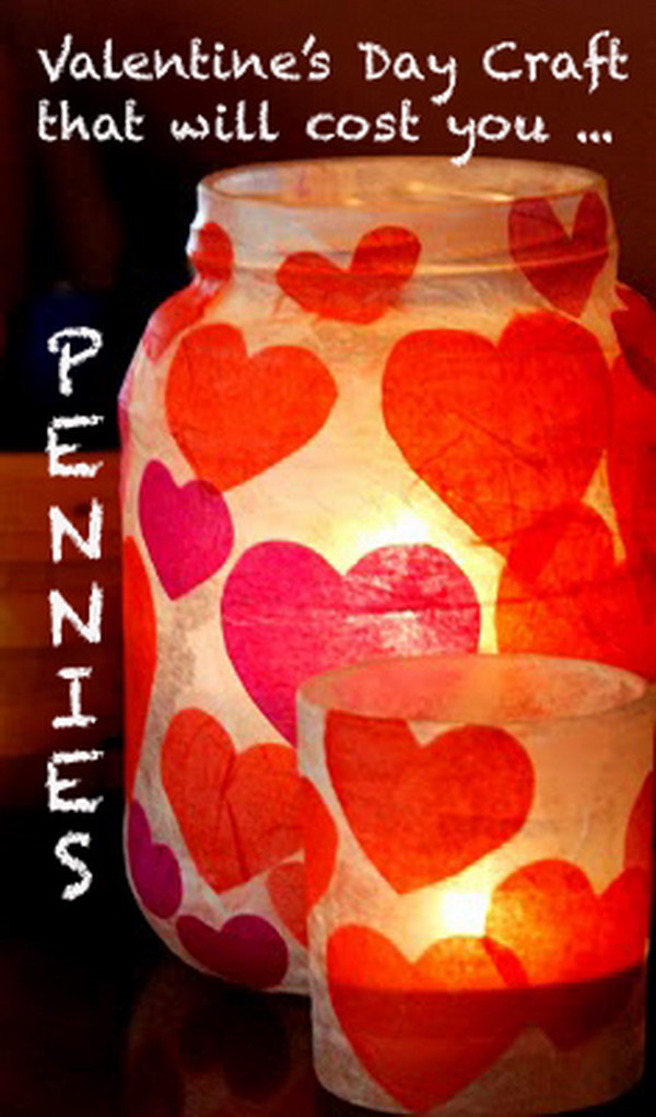 Valetine's Day Paper Mache Candle Jar 