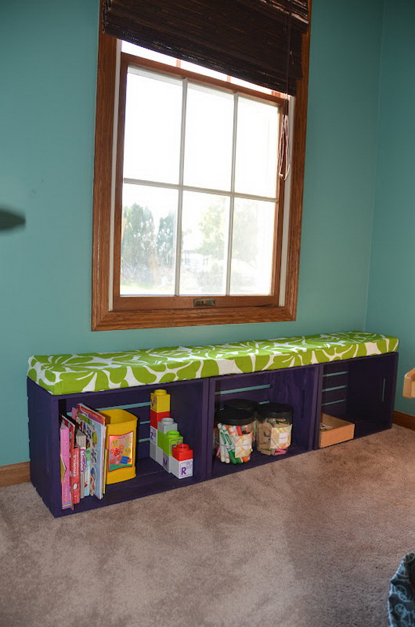 DIY Wooden Crate Bench with Storage 