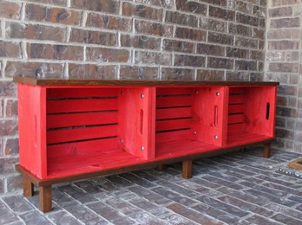 DIY Crate Bench for Front Porch 