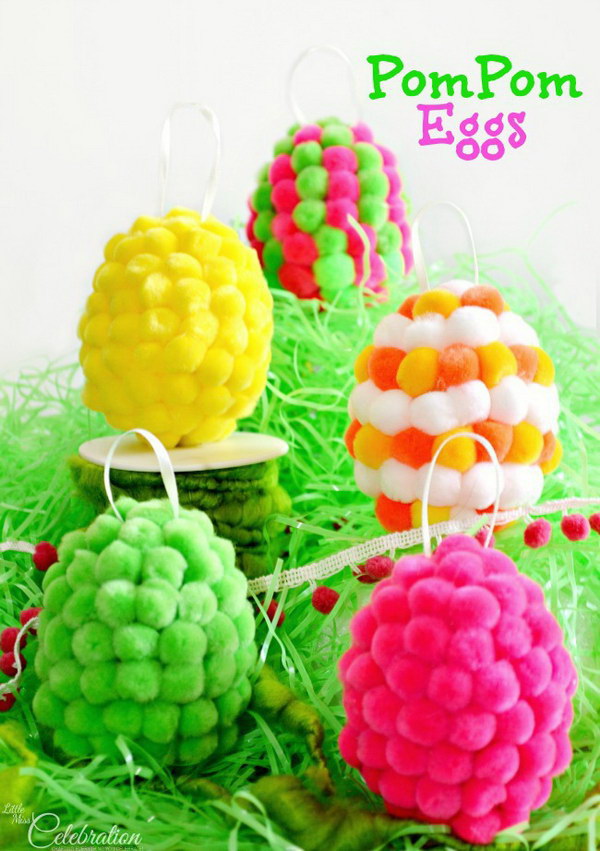 DIY Pompom Easter Eggs. 