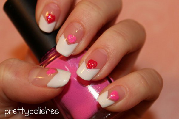 Heart Nail Design with French Tips 